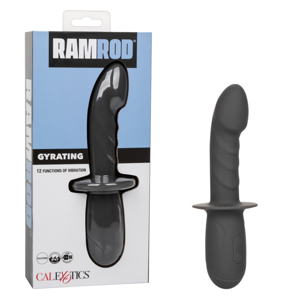 Powerful rechargeable silicone vibrator with relief Ramrod Gyrating grey