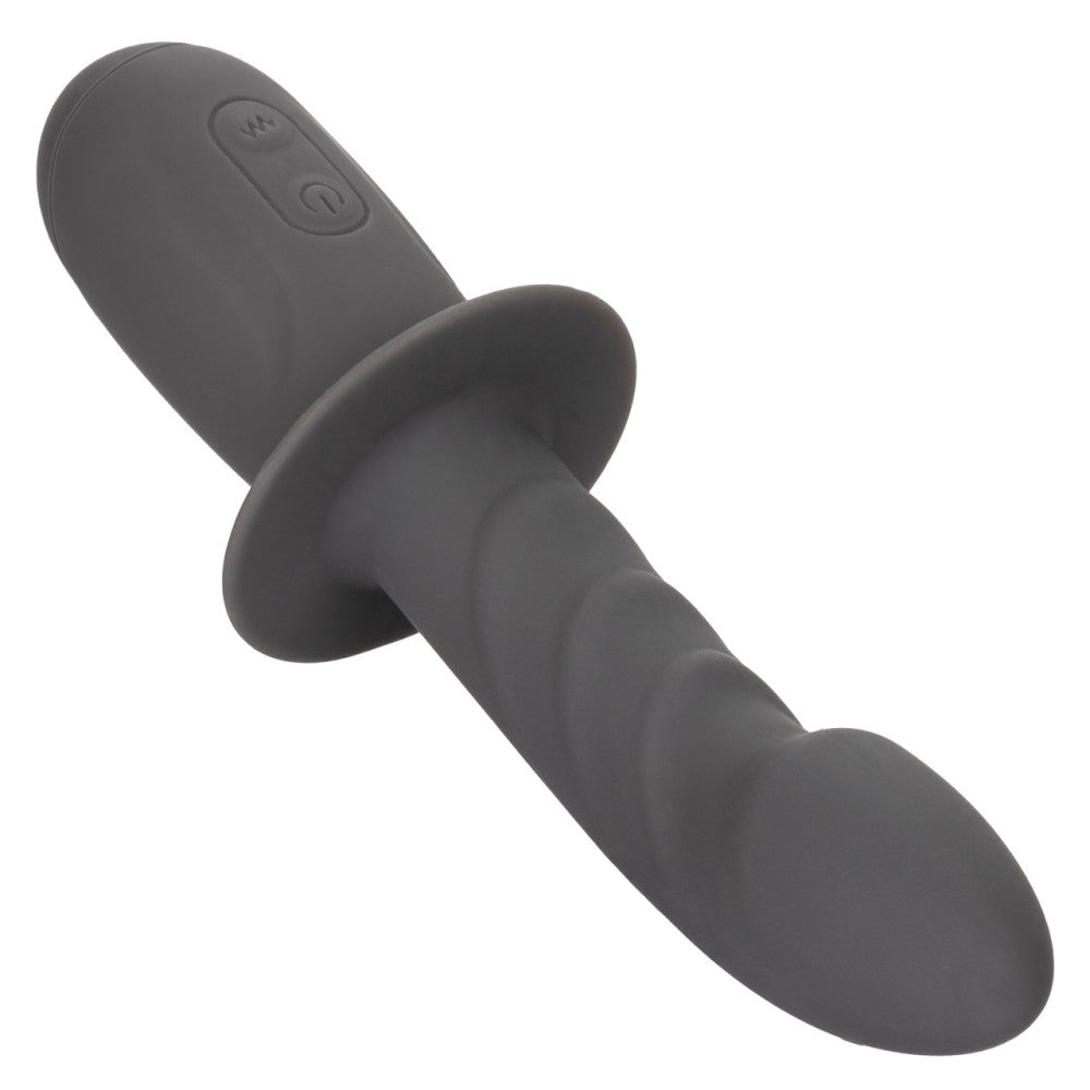 Powerful rechargeable silicone vibrator with relief Ramrod Gyrating grey