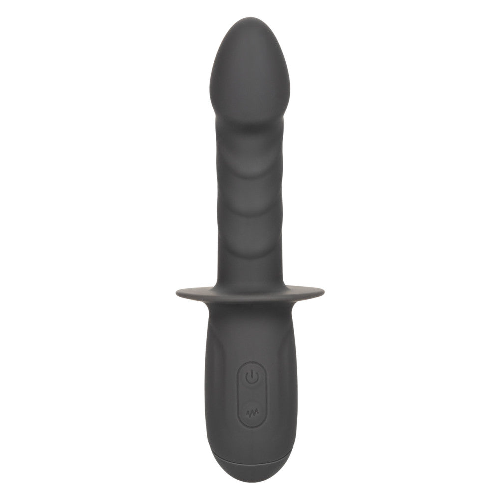 Powerful rechargeable silicone vibrator with relief Ramrod Gyrating grey