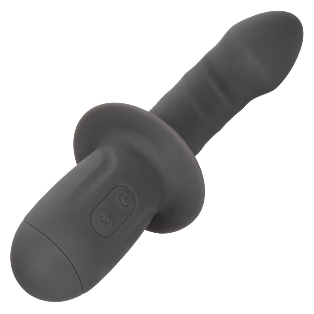 Powerful rechargeable silicone vibrator with relief Ramrod Gyrating grey