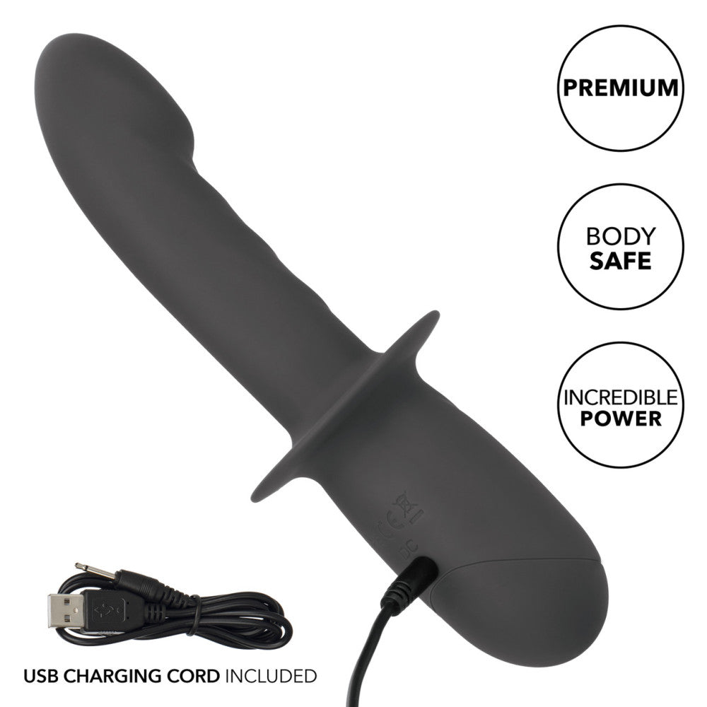 Powerful rechargeable silicone vibrator with relief Ramrod Gyrating grey