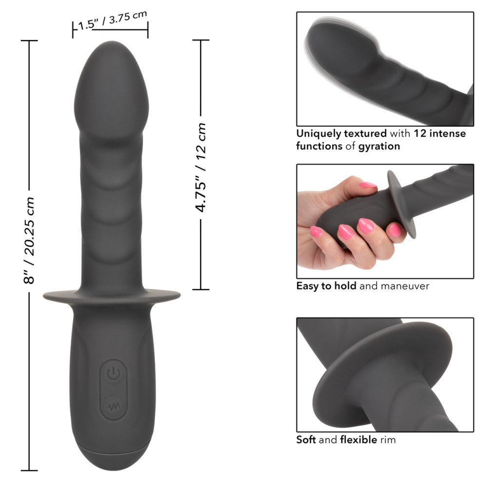 Powerful rechargeable silicone vibrator with relief Ramrod Gyrating grey