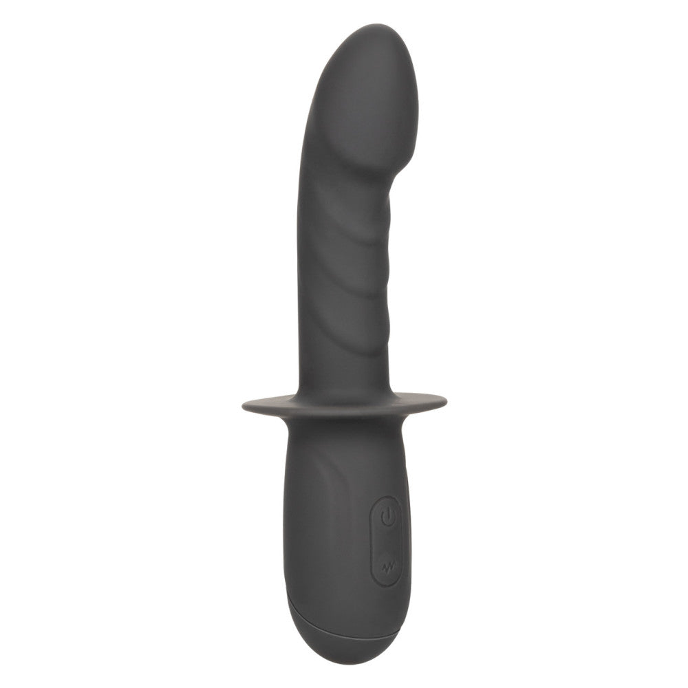 Powerful rechargeable silicone vibrator with relief Ramrod Gyrating grey