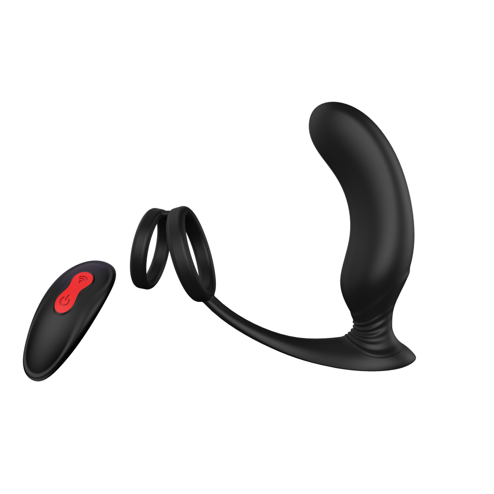 Prostate stimulator with double penis ring and remote Cheeky Love