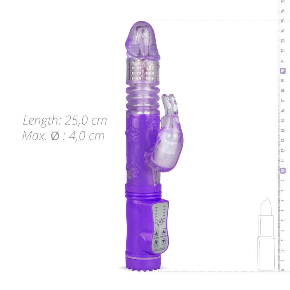 Rabbit vibrator with rotating end and pearls and up and down movement Easy purple