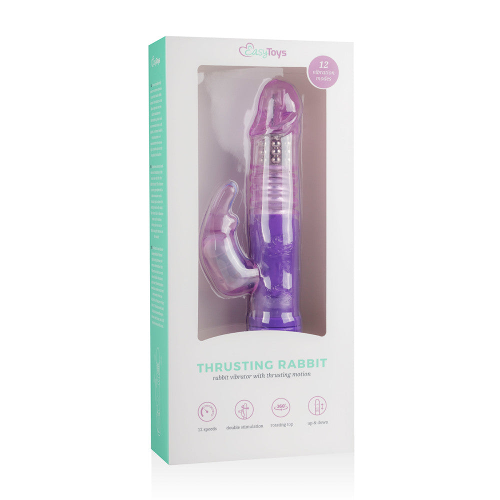 Rabbit vibrator with rotating end and pearls and up and down movement Easy purple