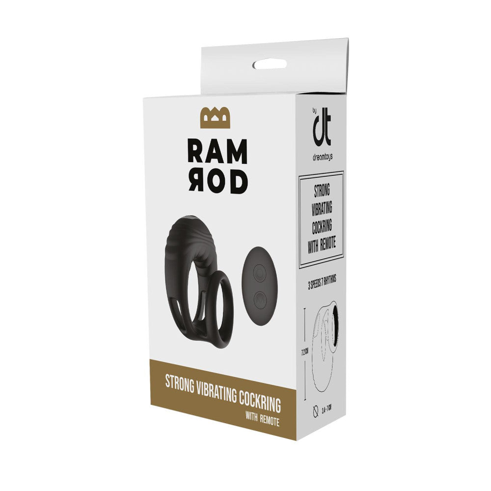 Ram Rod Strong Silicone Rechargeable Double Cock Ring with Remote