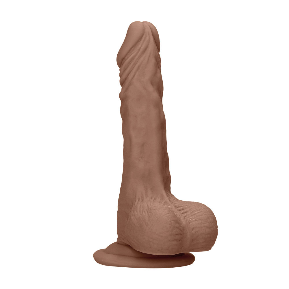 Real Rock 7” Mocha Realistic Cyber Skin Testicle Dildo