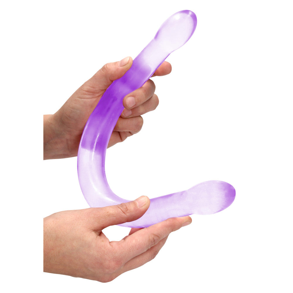 Real Rock Crystal Clear Double Jelly Dildo 17" Purple