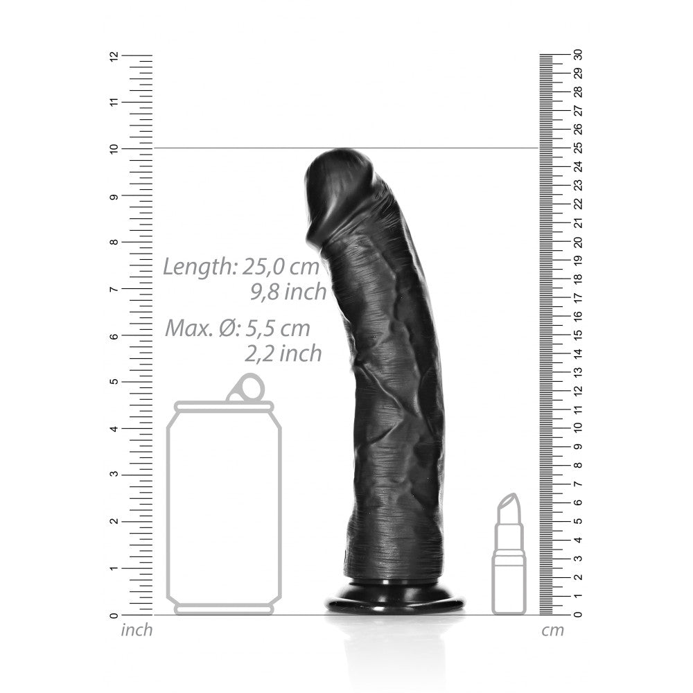 Real Rock Curved Big Realistic Dildo 9" Black