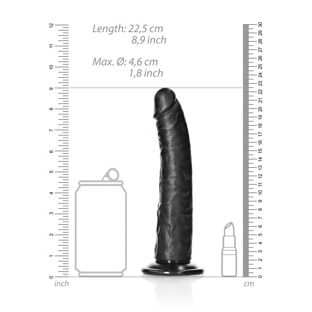 Real Rock Slim 8" Black Realistic Dildo