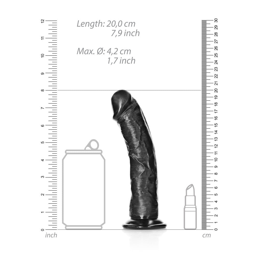 Real Rock Realistic Dildo Curved 7" Black