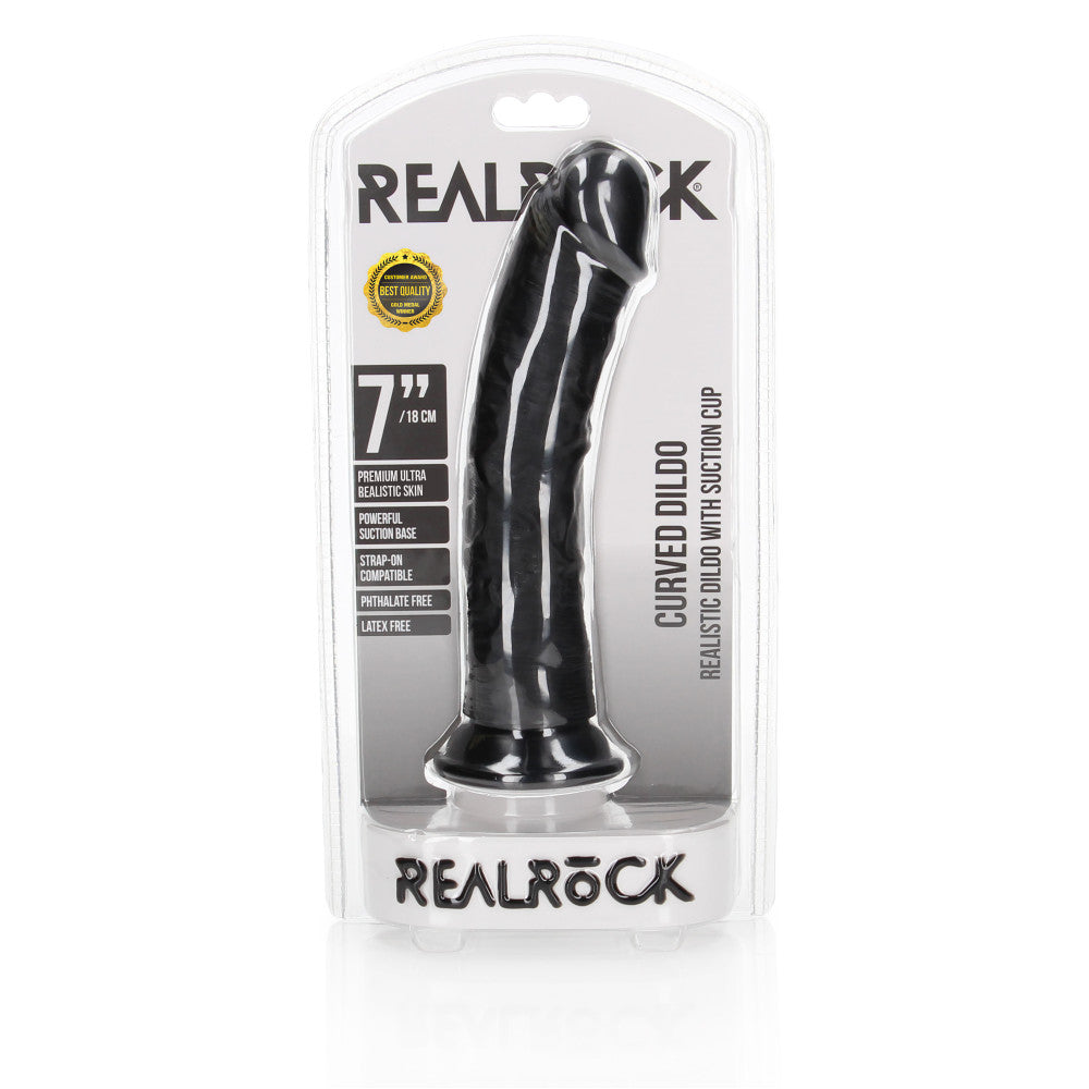 Real Rock Realistic Dildo Curved 7" Black