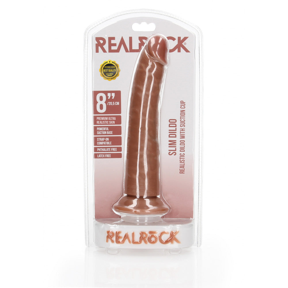 Realistic Dildo Real Rock Slim 8" mocha