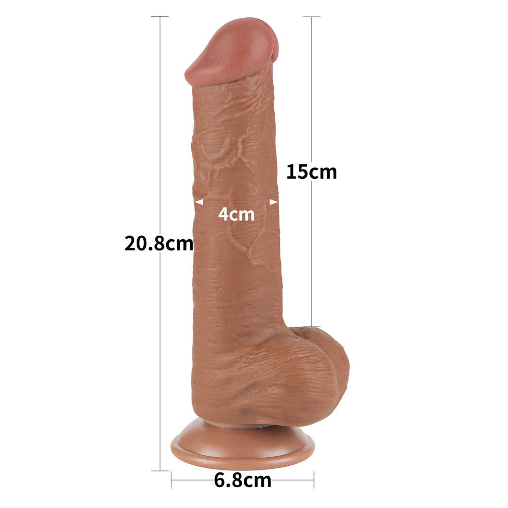 Realistic Double Layer Sliding-Skin Bendable Dong 8"