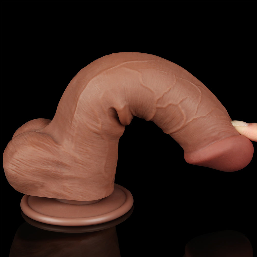 Realistic Double Layer Sliding-Skin Bendable Dong 8"