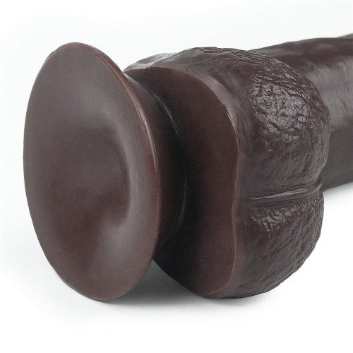 Realistic Double Layer Sliding Skin Dong 9.5" Dark Brown Dildo