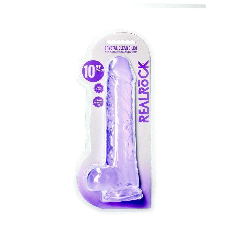 Realistic Jelly Dildo Real Rock Crystal Clear 10" Purple