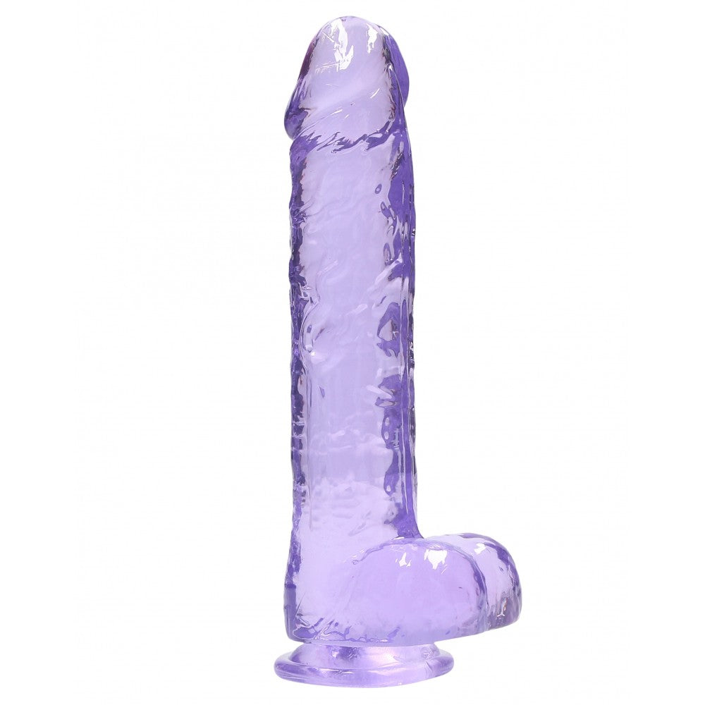 Realistic Jelly Dildo Real Rock Crystal Clear 10" Purple