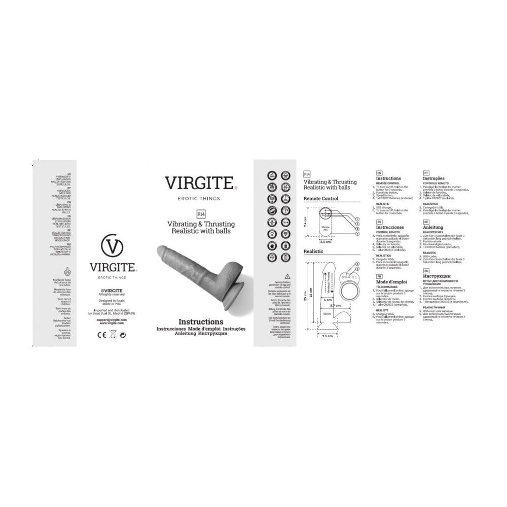Realistic Vibrating Dildo with Thrusts & Remote Virgite R14