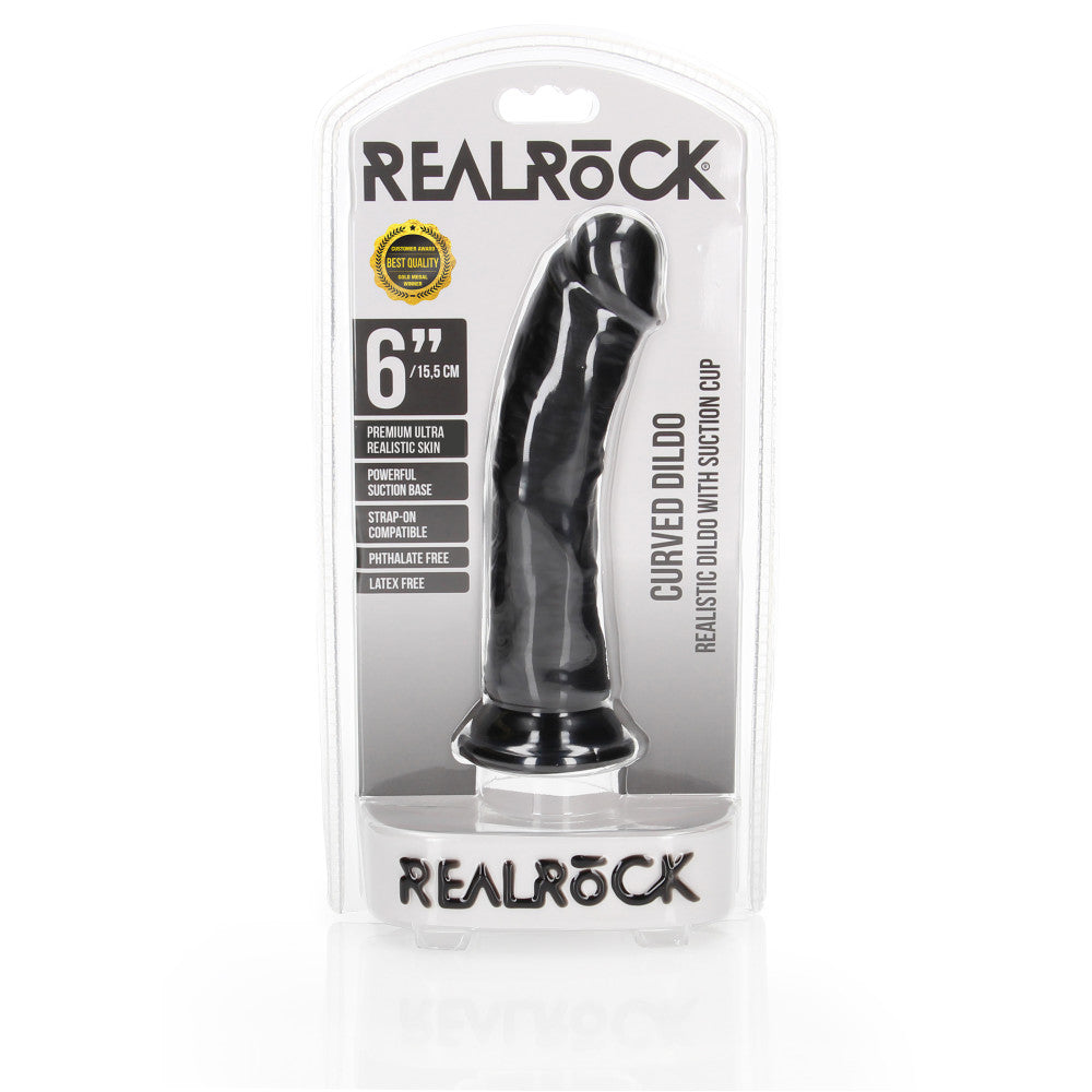 Realistic dildo Real Rock Curved 6" black