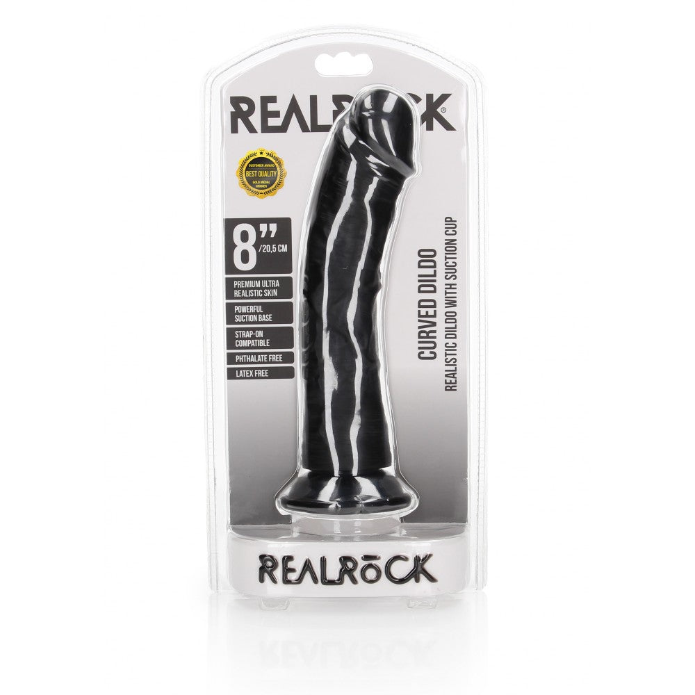 Realistic dildo Real Rock Curved 8" black