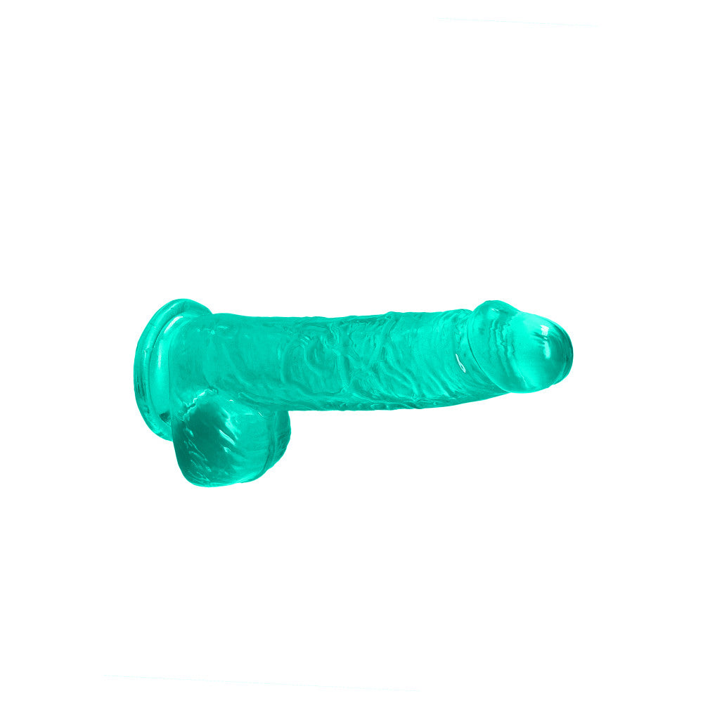 Realistic dildo with testicles Crystal Clear 17 cm. Turquoise