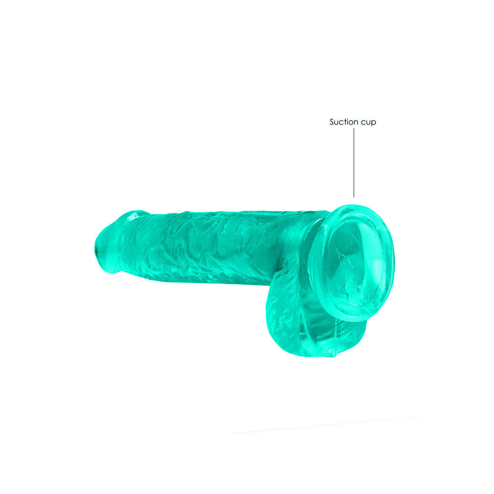 Realistic dildo with testicles Crystal Clear 17 cm. Turquoise