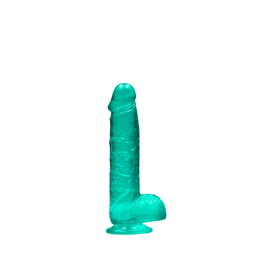 Realistic dildo with testicles Crystal Clear 17 cm. Turquoise