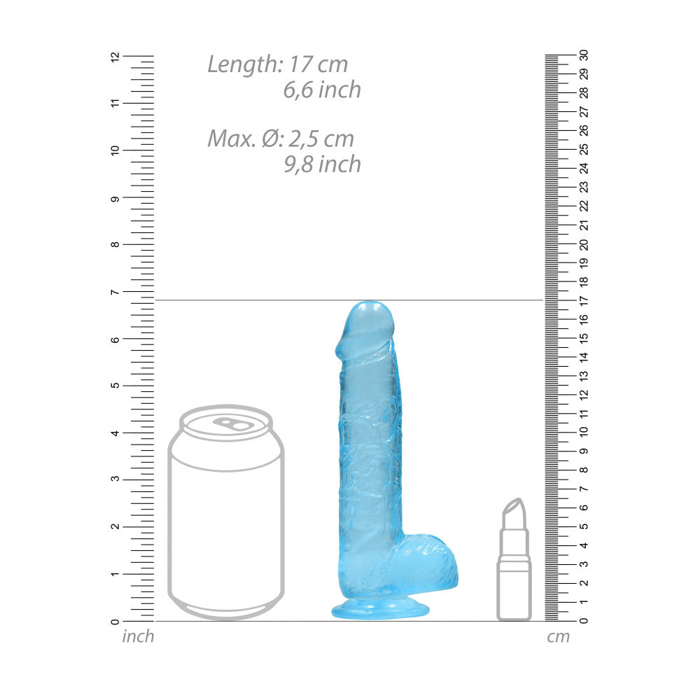 Realistic dildo with testicles Crystal Clear 17 cm. blue