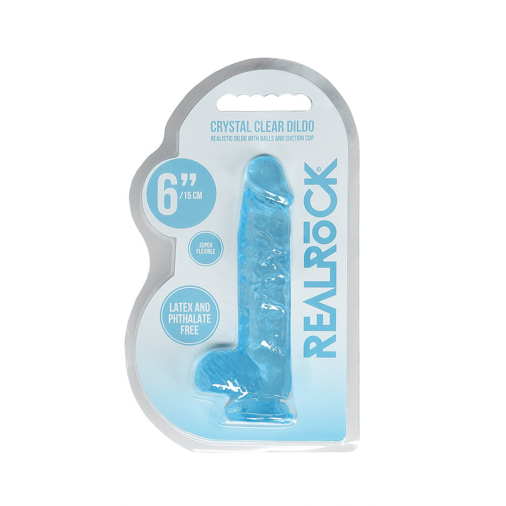 Realistic dildo with testicles Crystal Clear 17 cm. blue