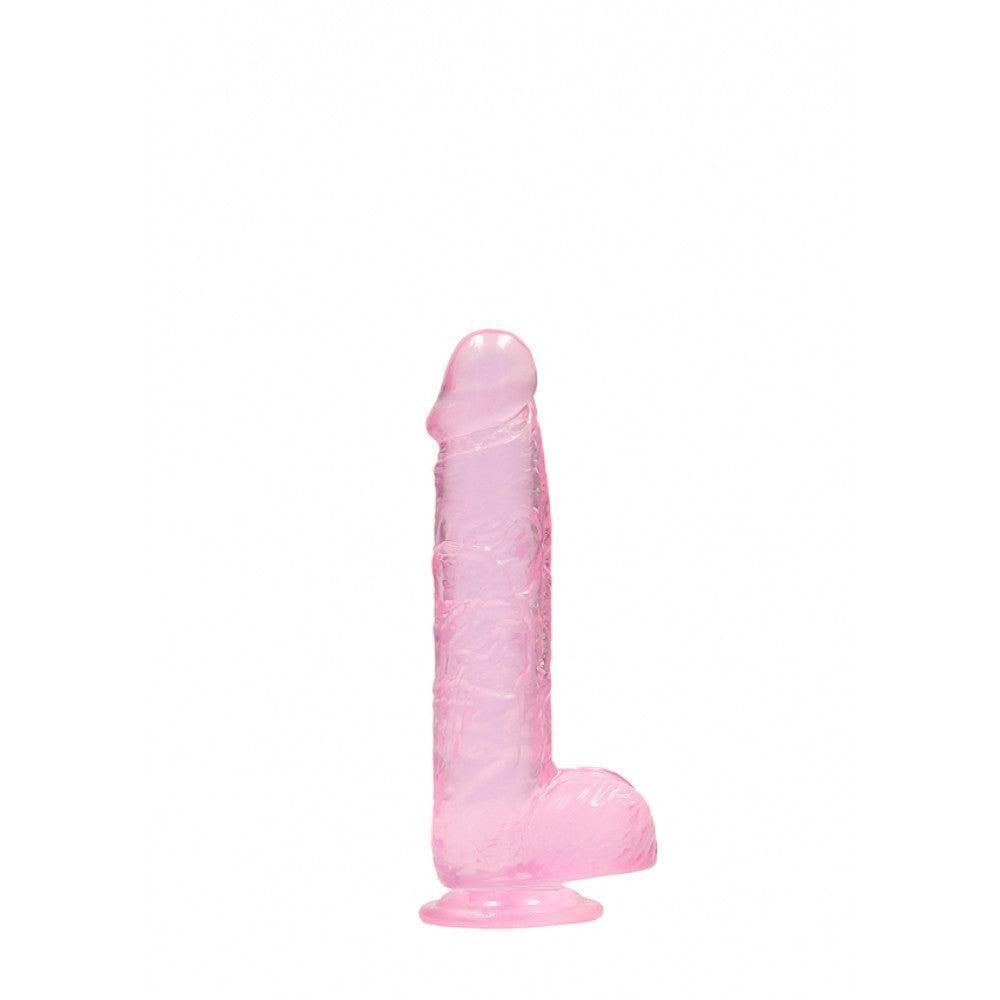 Crystal Clear Realistic Suction Cup Dildo 6.7" Pink