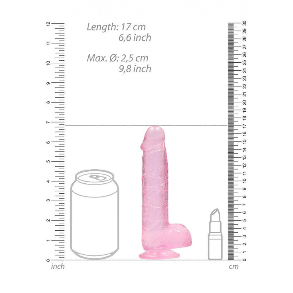 Crystal Clear Realistic Suction Cup Dildo 6.7" Pink