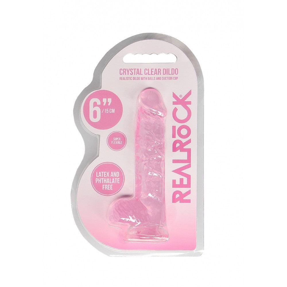 Crystal Clear Realistic Suction Cup Dildo 6.7" Pink