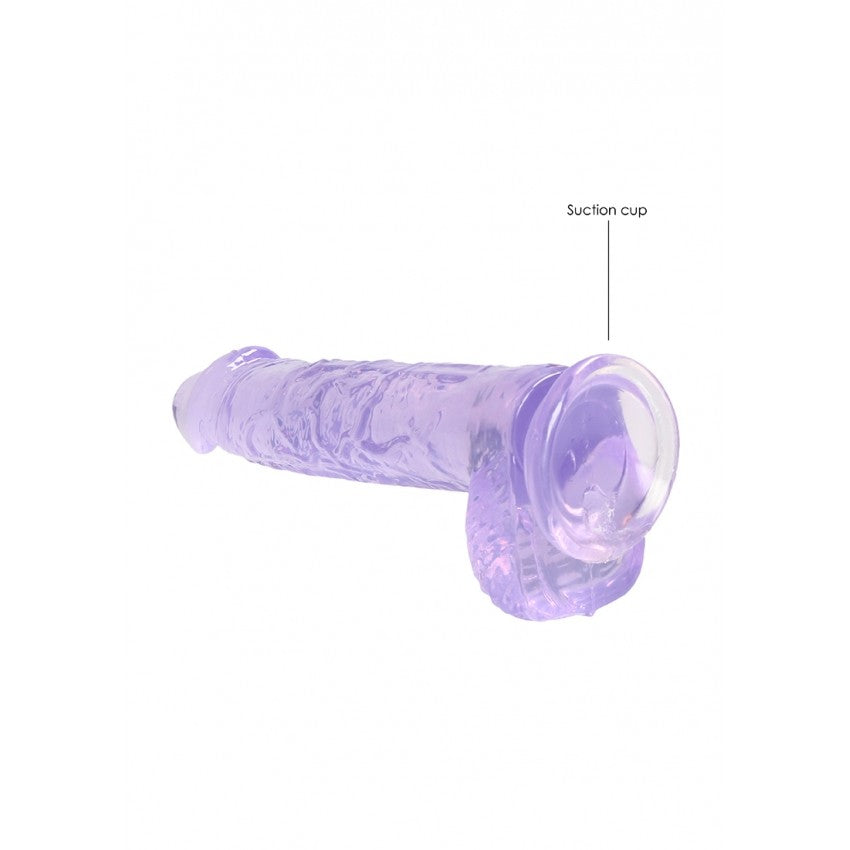 Realistic dildo with testicles Crystal Clear 17 cm. purple