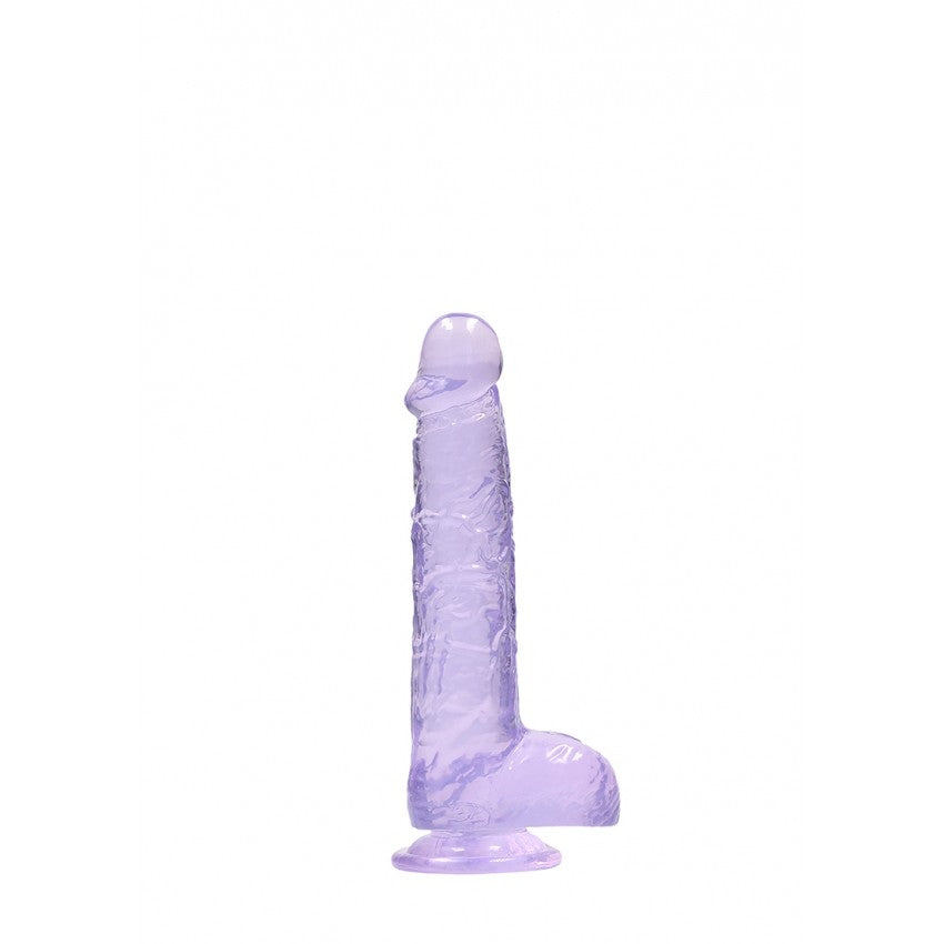 Realistic dildo with testicles Crystal Clear 17 cm. purple