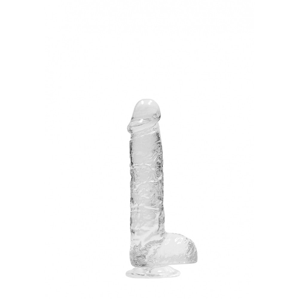 Realistic dildo with testicles Crystal Clear 17 cm. transparent