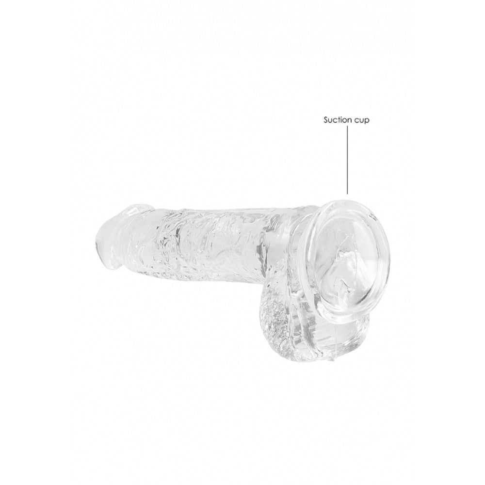 Realistic dildo with testicles Crystal Clear 17 cm. transparent