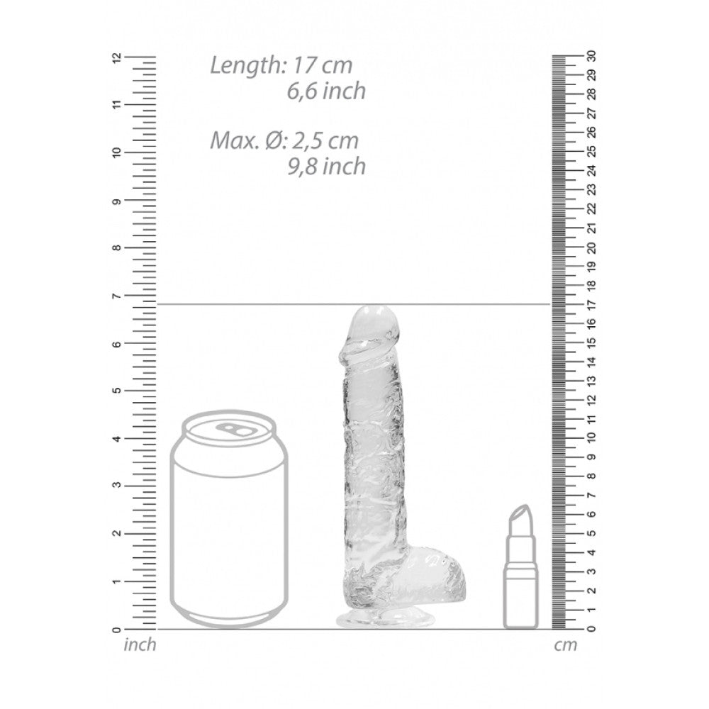 Realistic dildo with testicles Crystal Clear 17 cm. transparent