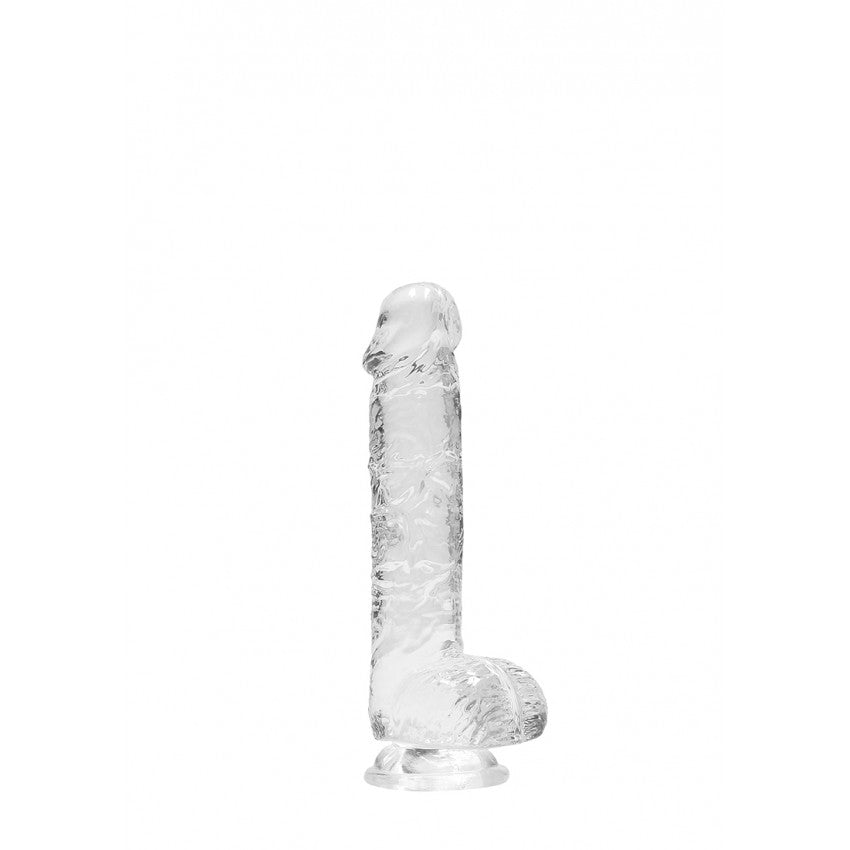 Realistic dildo with testicles Crystal Clear 17 cm. transparent