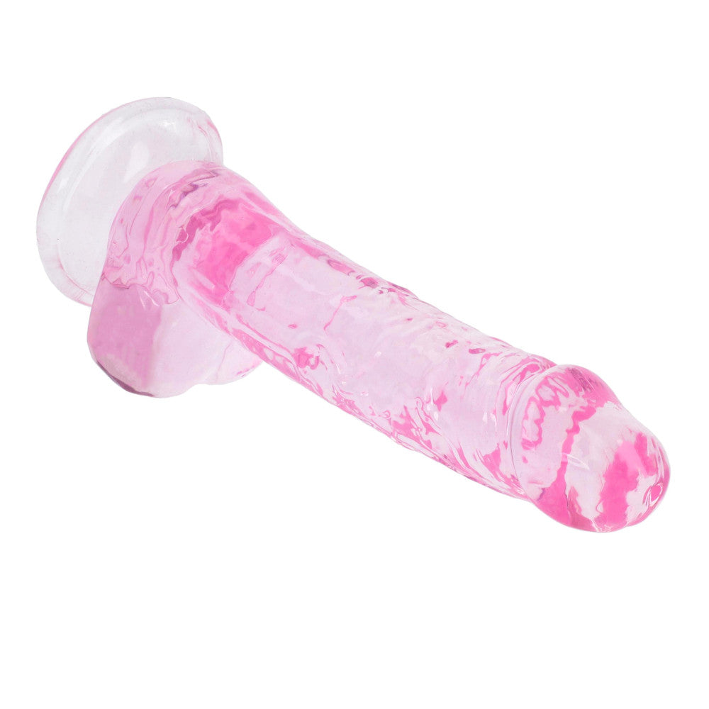 Realistic dildo with testicles Crystal Clear 19 cm. pink