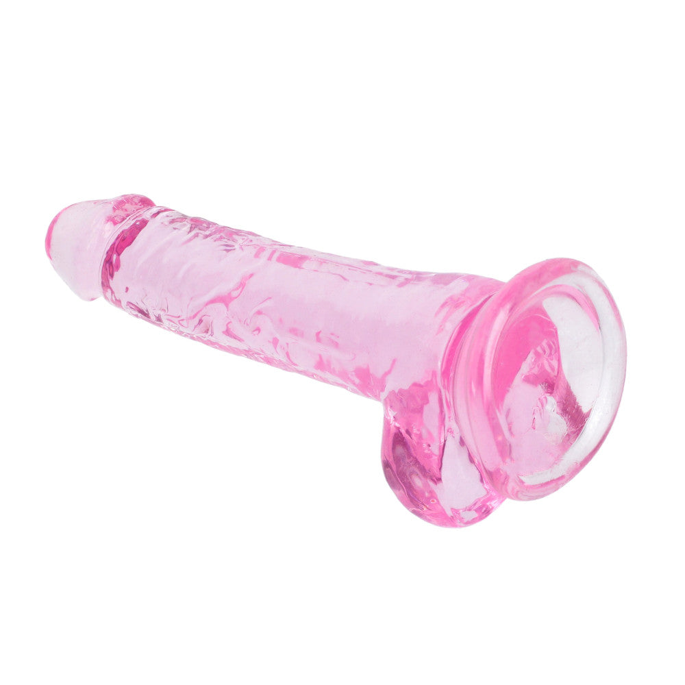 Realistic dildo with testicles Crystal Clear 19 cm. pink