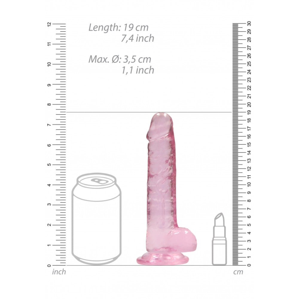 Realistic dildo with testicles Crystal Clear 19 cm. pink