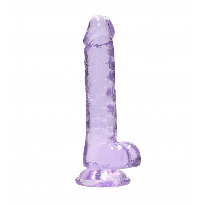 Realistic dildo with testicles Crystal Clear 19 cm. purple