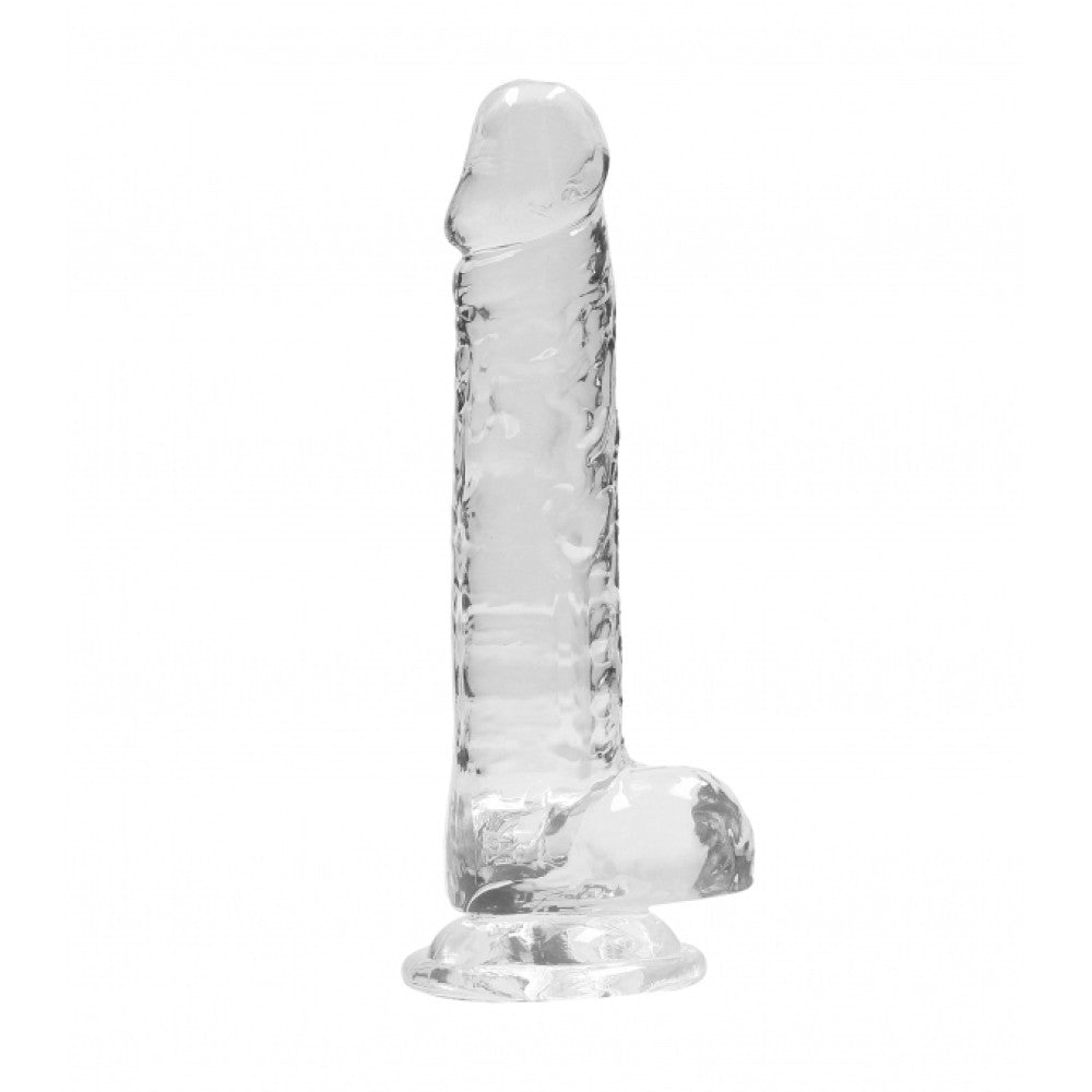 Realistic dildo with testicles Crystal Clear 19 cm. transparent