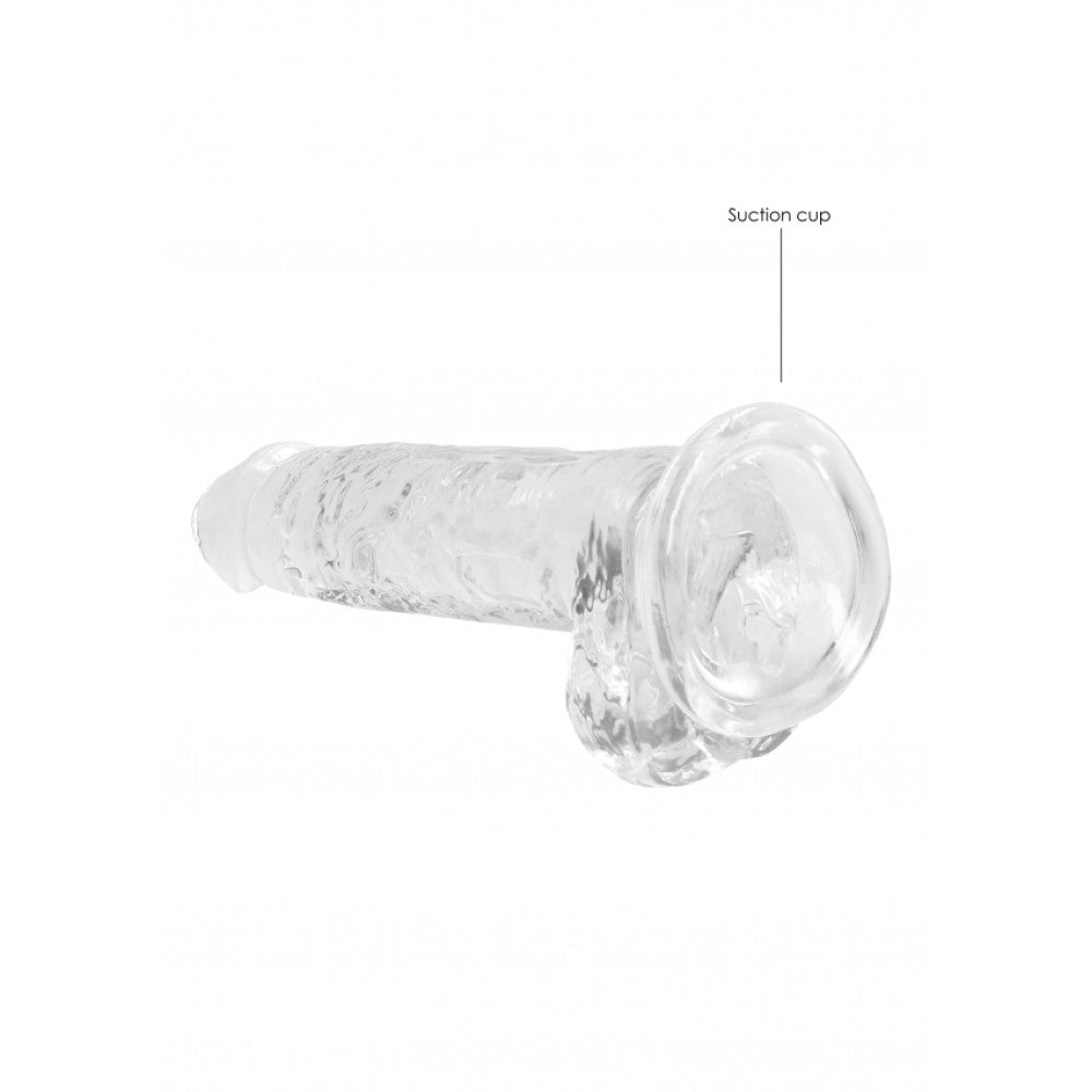 Realistic dildo with testicles Crystal Clear 19 cm. transparent