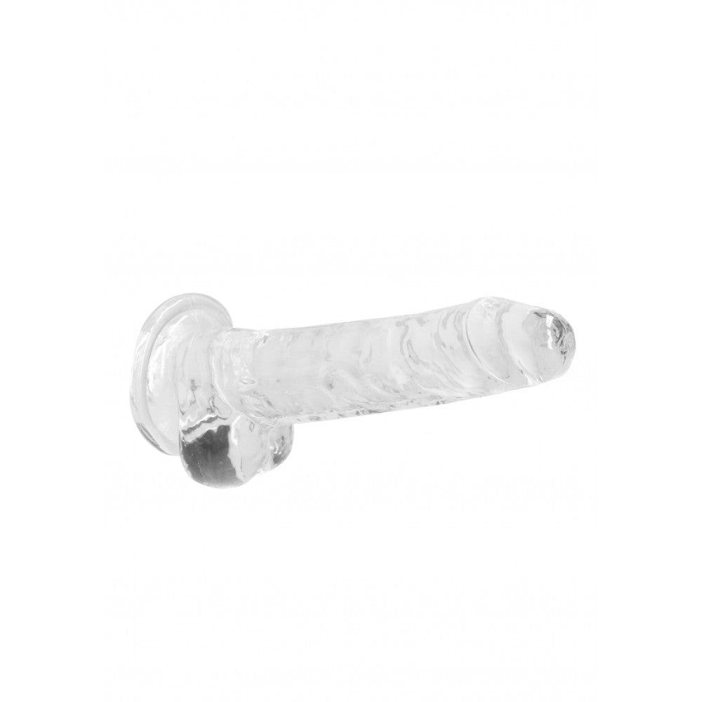 Realistic dildo with testicles Crystal Clear 19 cm. transparent