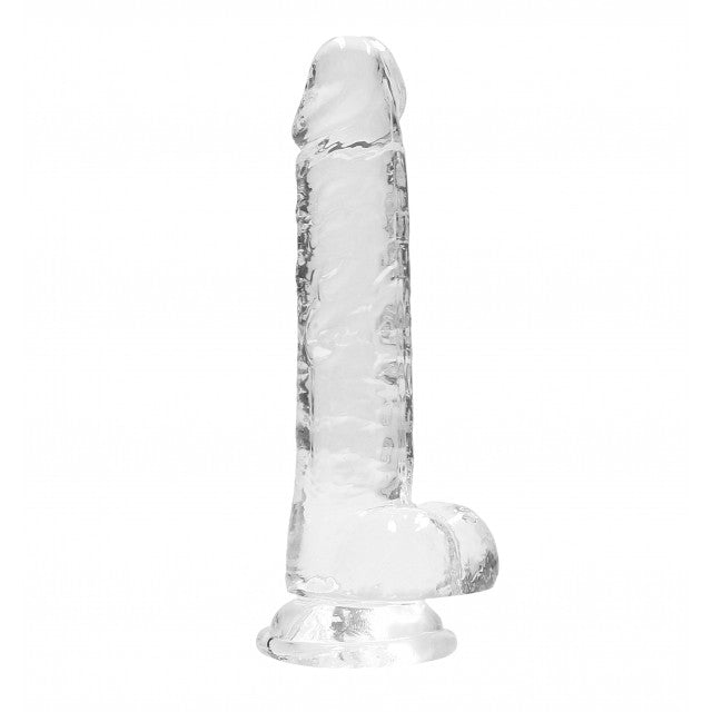 Realistic dildo with testicles Crystal Clear 19 cm. transparent