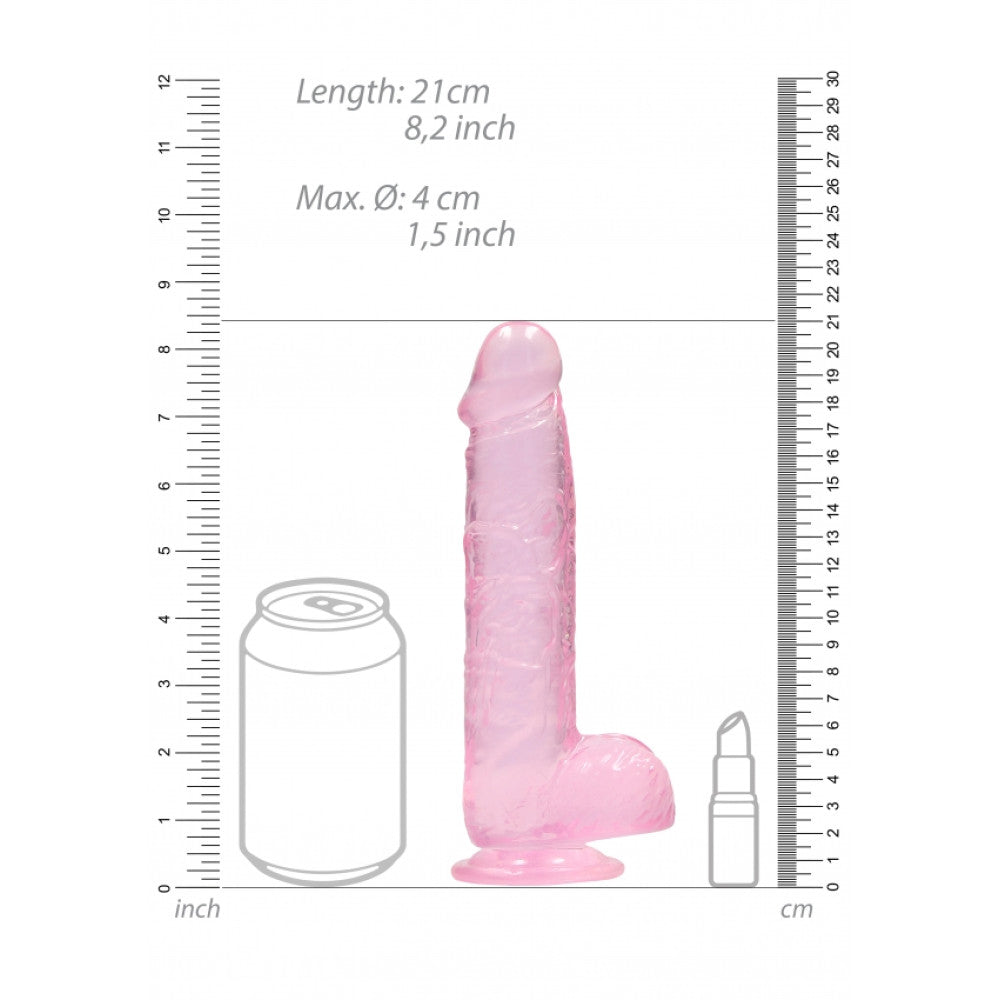 Realistic dildo with testicles Crystal Clear 21 cm. pink