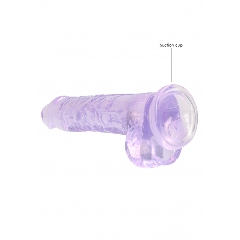 Realistic dildo with testicles Crystal Clear 21 cm. purple